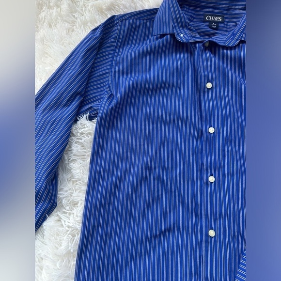Chaps blue button up collared long sleeve shirt size 14-16 - Picture 8 of 16